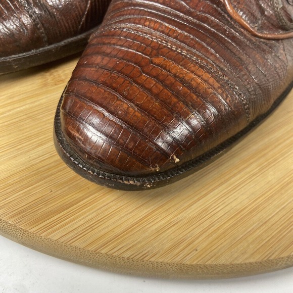 M Stuart Lizard Dress Shoes Vintage Loafers Lace Up Brown Size 8.5 - Picture 3 of 10